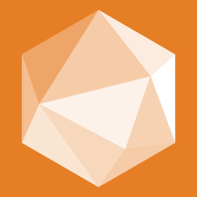 Logo d&rsquo;Amber, similaire à un Crystal sur fond orange