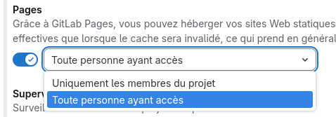 Impression écran de l&rsquo;encart « u menu Paramètres > Général sur Gitlab